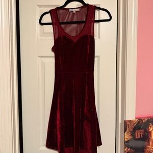 Cecico Burgundy Velvet Mini Dress